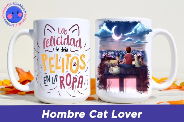 Tazón Personalizable - Anochecer Sentiby - Hombre Cat Lover