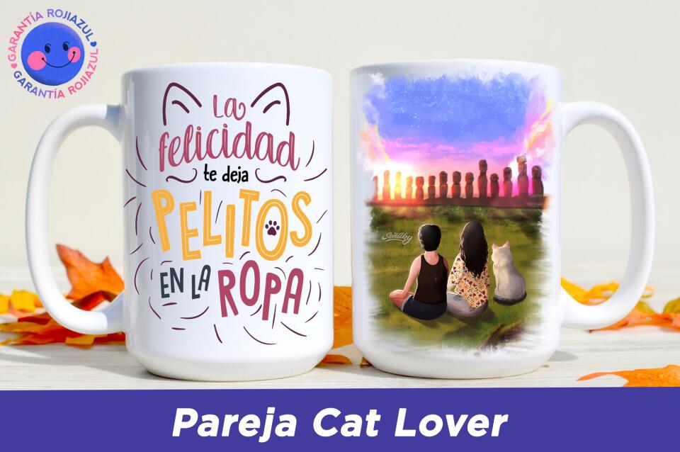 Tazón Personalizable - Isla de Pascua - Pareja Cat Lover