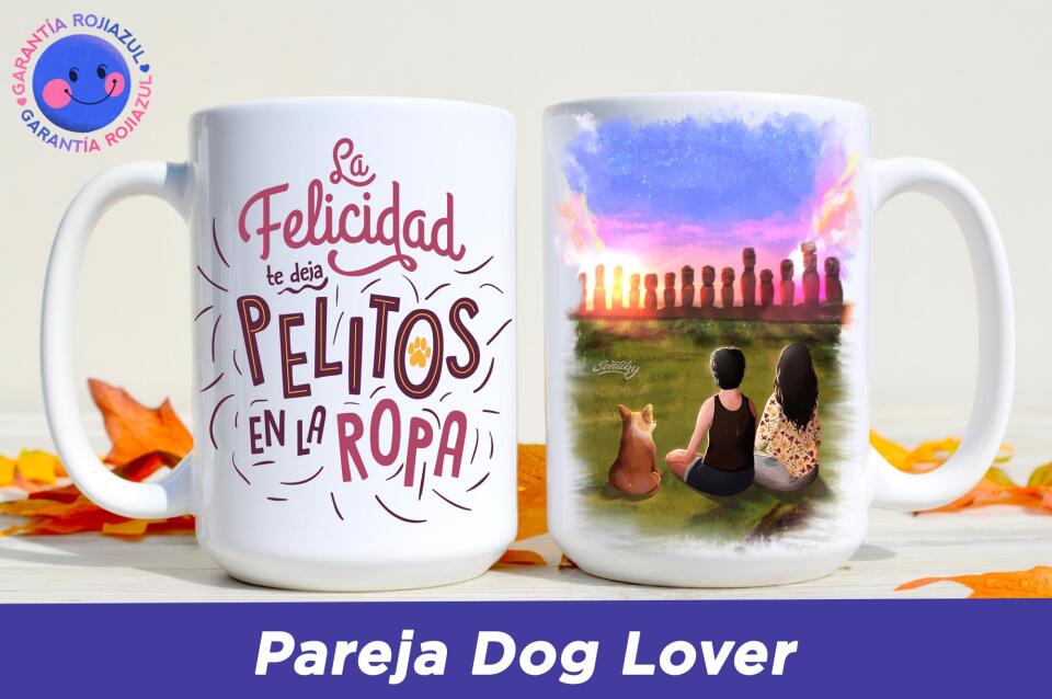 Tazón Personalizable - Isla de Pascua - Pareja Dog Lover
