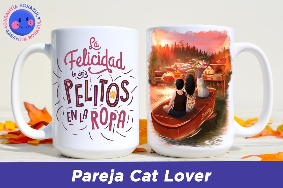 Tazón Personalizable - Isla de Chiloe - Pareja Cat Lover