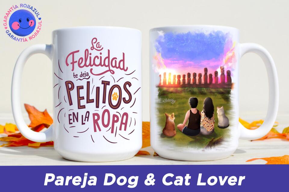 Tazón Personalizable - Isla de Pascua- Pareja Dog & Cat Lover