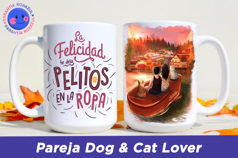 Tazón Personalizable - Isla de Chiloe - Pareja Dog & Cat Lover
