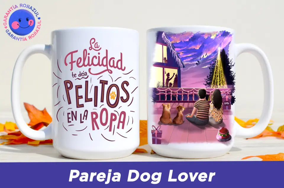 Tazón Personalizable - Anochecer Navideño - Pareja Dog Lover